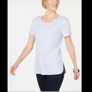 KAREN SCOTT SPORT SHIRTAIL HEM TOP